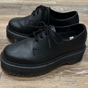 Dr. Martens Black Leather Platform Loafers